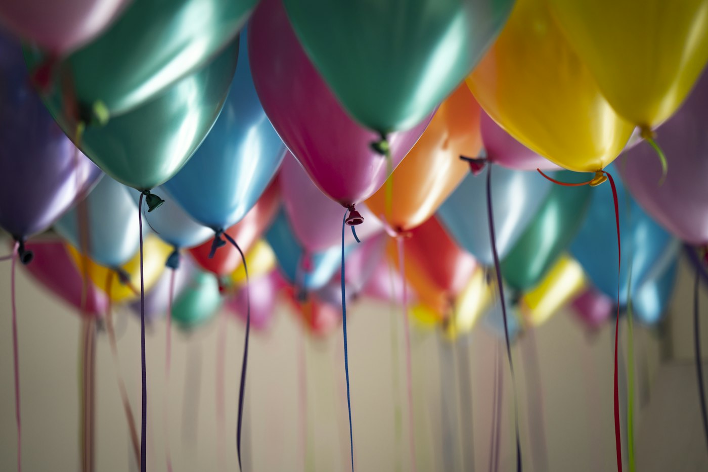 Colourful balloons at a party